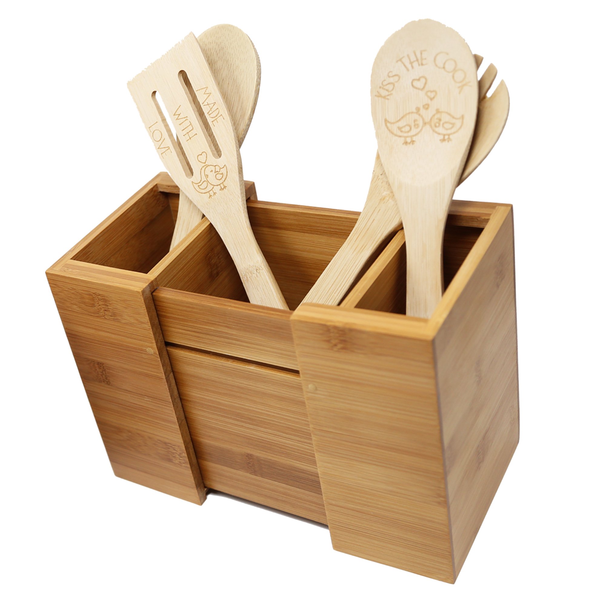Kagura Bamboo Expandable Utensil Holder Divider Organizer for Kitchen Cutlery 859577007109 eBay