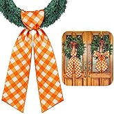 VitalCozy 2 Pcs Wreath Sash for Front Door Chinoiserie Easter Spring Wreath Sash Accessories for Embroidery Monogram Outdoor Indoor Party Yard Doorway Wall Decor 4.5" W x 56" L(Autumn)