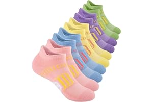 Comfoex 10 Pairs Girls Ankle Athletic Socks Cushioned Running Cotton Socks For 4-6 6-8 8-10 10-12 Years Old