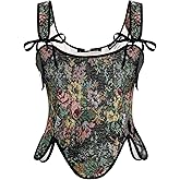 SCARLET DARKNESS Bustier Tops for Women Renaissance Floral Lace Up Bodyshaper Corset with Zipper