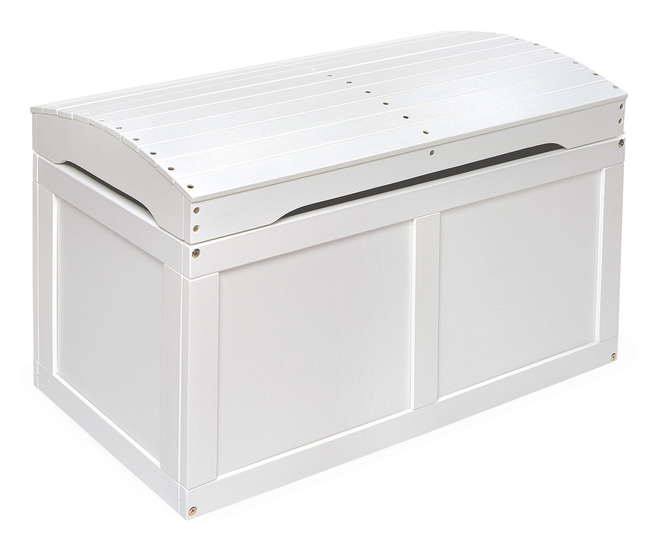 Badger Basket Hardwood Safety Hinge Barrel Top Toy Storage Chest, White (01335) Image