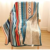 Sherpa Boho Throw Blanket, Super Soft and Cozy Aztec Blanket, Double-Layer Flannel Fleece Blankets as Lap Blanket, Couch, Sofa, Bed, Camping