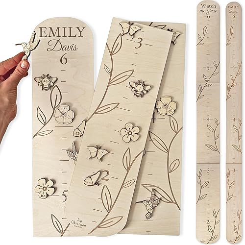 Personalized Wooden Growth Chart for Wall Custom Name Kids