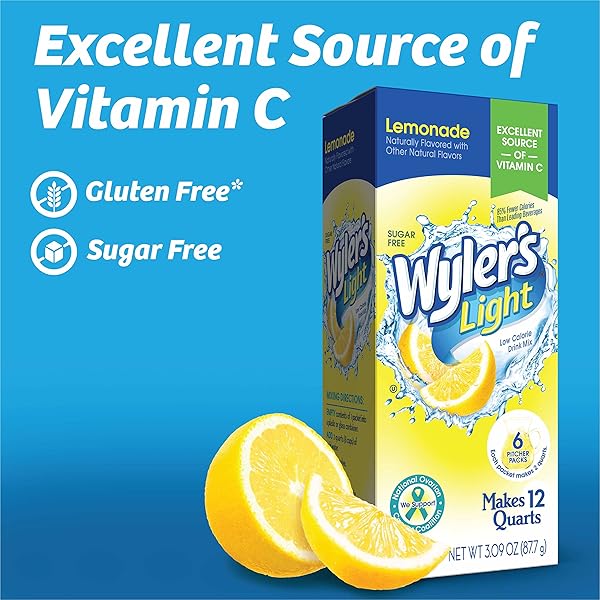 WYLER’S LIGHT PITCHER PACKS, WATER DRINK MIX, LEMONADE,6 PITCHER PACKETS