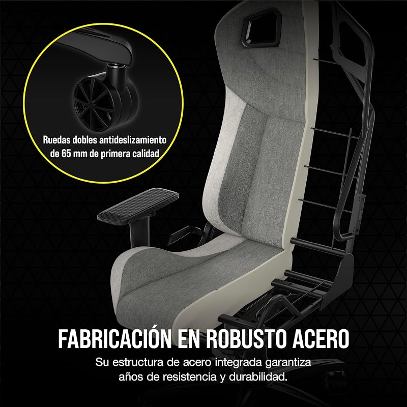 T3 Rush Fabric Silla para Juegos (2023) – Gris y Blanco