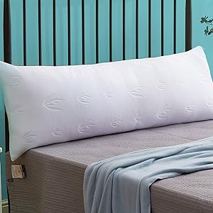 Decroom Full Body Pillow with Pillowcase, Large Body Pillow for Adults, Hypoallergenic Removable Bamboo Cover and Microfiber Filling, Support and Comfort for Stomach and Side Sleepers-20 x 54 inch