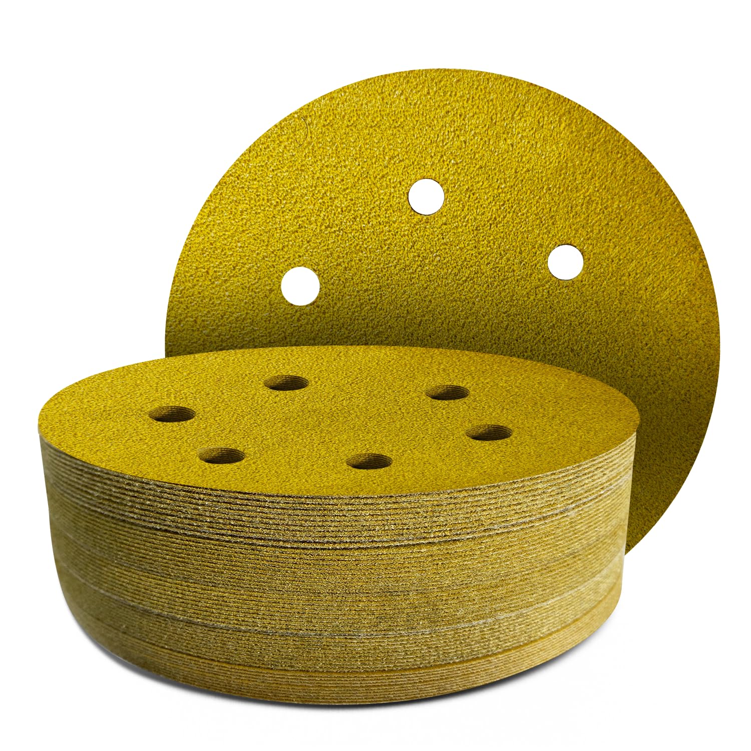 GZKTY 50Pcs 150mm Sanding Discs, 80 Grit, 6-Hole, Round Hook and Loop Sandpaper for Random Orbital Sander