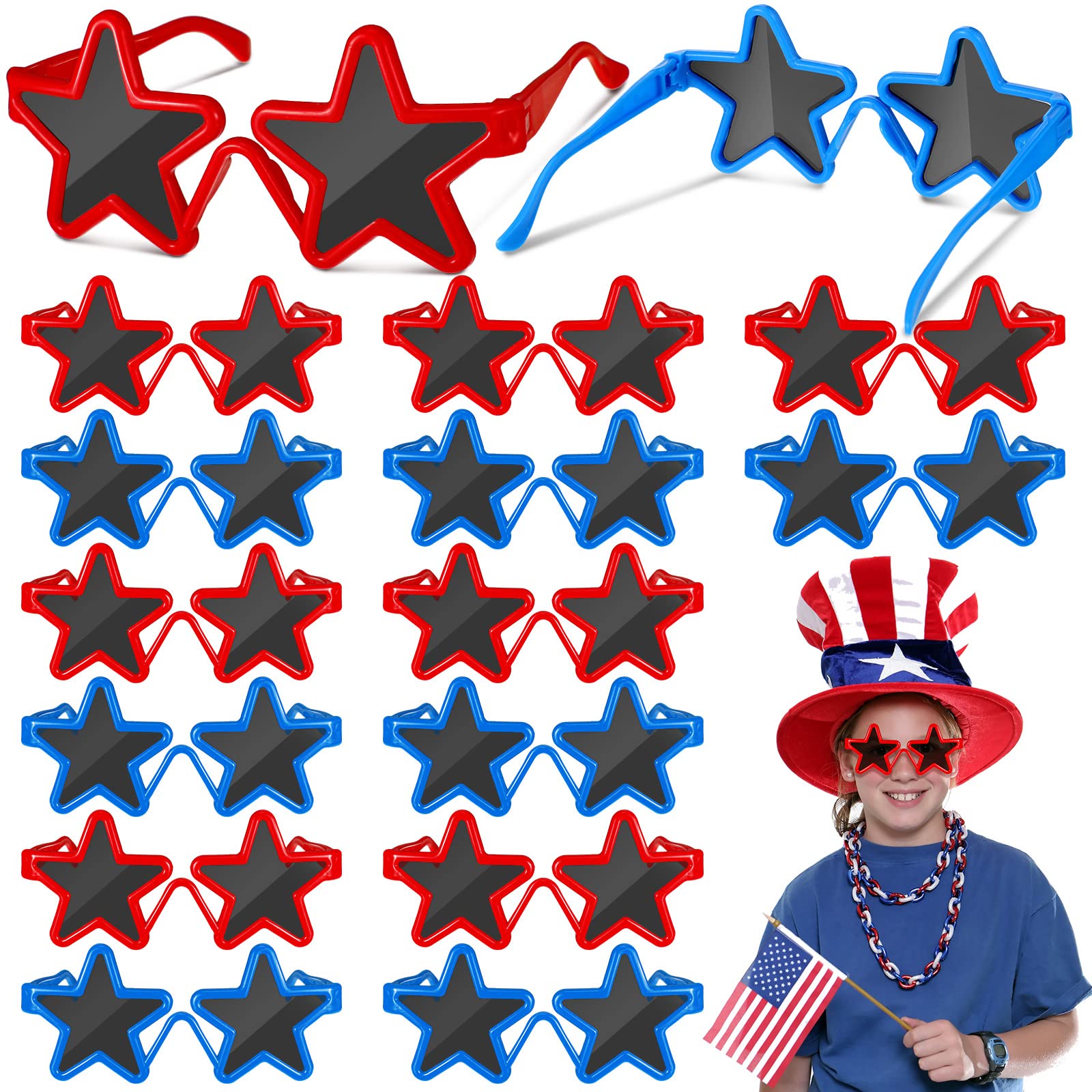 Photo 1 of Xuhal 36 Pairs Patriotic Sunglasses for Kids Bulk Patriotic Sunglasses Memorial Day Party Favors Fourth of July Accessory(Red and Blue)