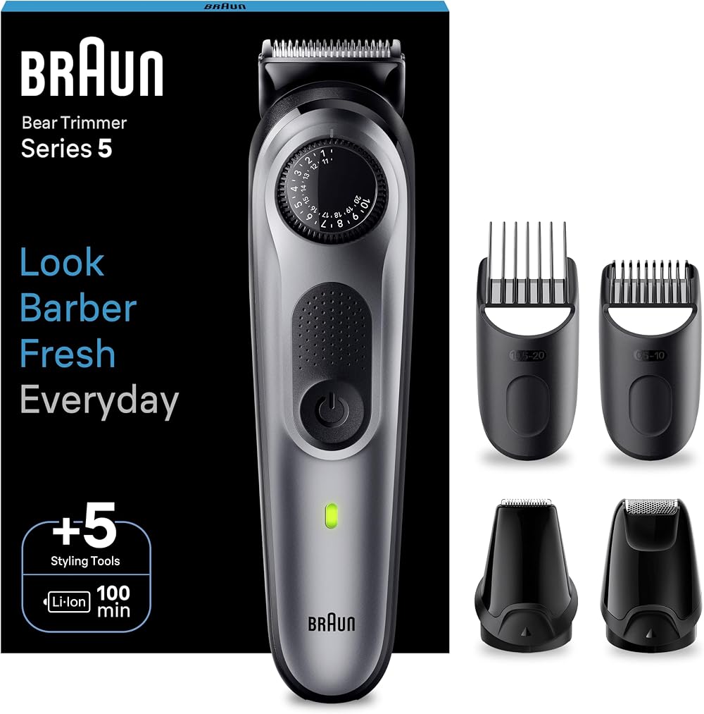 Braun Series 5 Beard Trimmer & Hair Clippers BT5440, 40 length, 100 Min