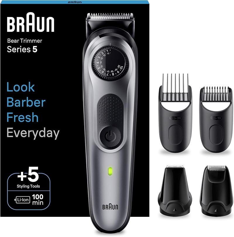 Braun Series 5 Beard Trimmer & Hair Clippers BT5440, 40 length, 100 Min