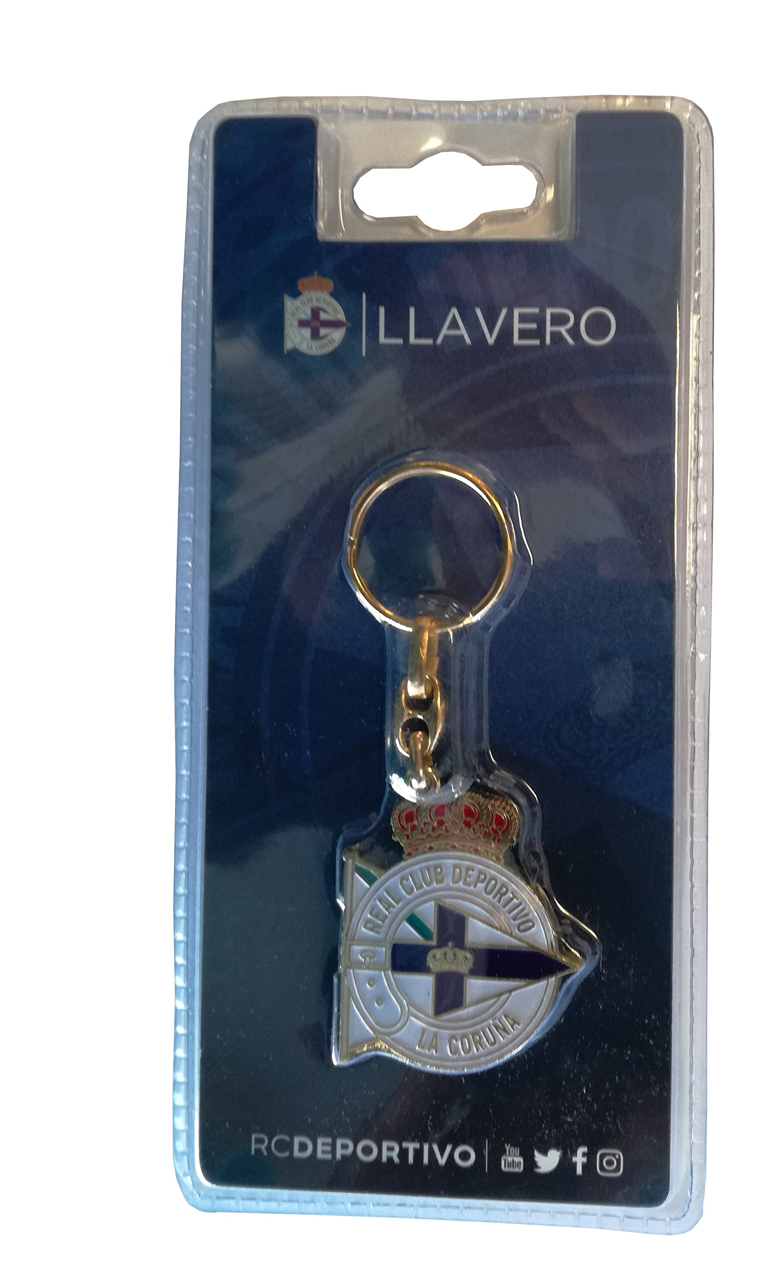 Real Club Deportivo La Coruna lladep Keyring, White/Blue, One Size
