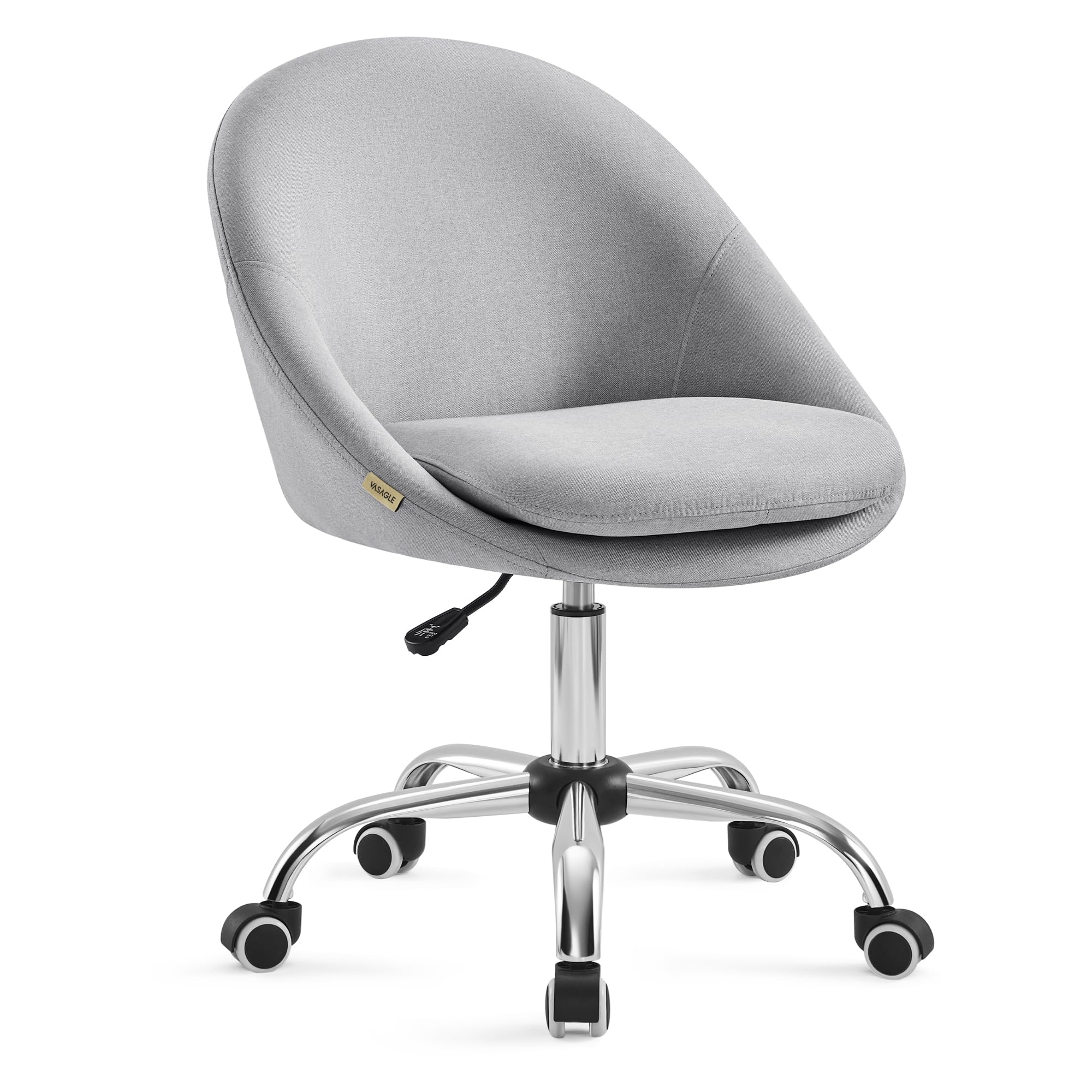 VASAGLE Office Chair, Vanity Chair, Desk Chair, Cotton-Linen Fabric, Foam Padding, Adjustable Height, for Home Office, Study, Bedroom, Dove Gray UOBG020G91