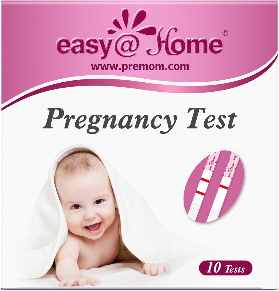 easy@Home Pregnancy Test Strips, 10 Pack with Premom App | Early Detection hCG Test Kit for Home Use, Sealed Pouches, Easy-to