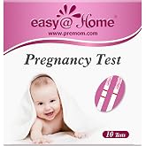 easy@Home Pregnancy Test Strips, 10 Pack with Premom App | Early Detection hCG Test Kit for Home Use, Sealed Pouches, Easy-to-Read Results, Scan, Track &amp; Use Timer in Premom App