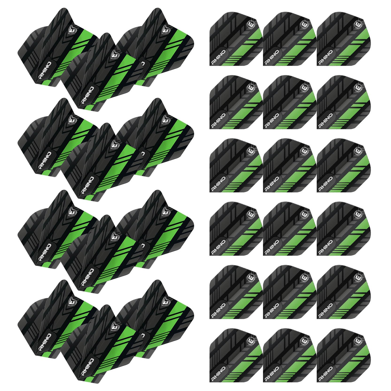 WINMAU Rhino Stripe Design Dart Flights - 10 sets per pack (30 flights per pack) (Green)