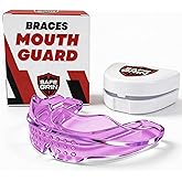 SafeGrin Pink Mouth Guard for Braces for Sports - Premium Silicone Teens & Youth Upper & Lower Teeth Protection for Sports - Football, Lacrosse, Hockey, Baseball