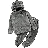 Axumity Kid Toddler Boy Clothes Casual Patch Fleece Hoodie Sweatshirt And Jogger Pants Knit Set