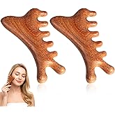 Matwsec 2PCS Massage Comb Wooden Scalp Massager Scalp Combs Sandalwood Comb for Head Neck Therapy Face Care Relaxation