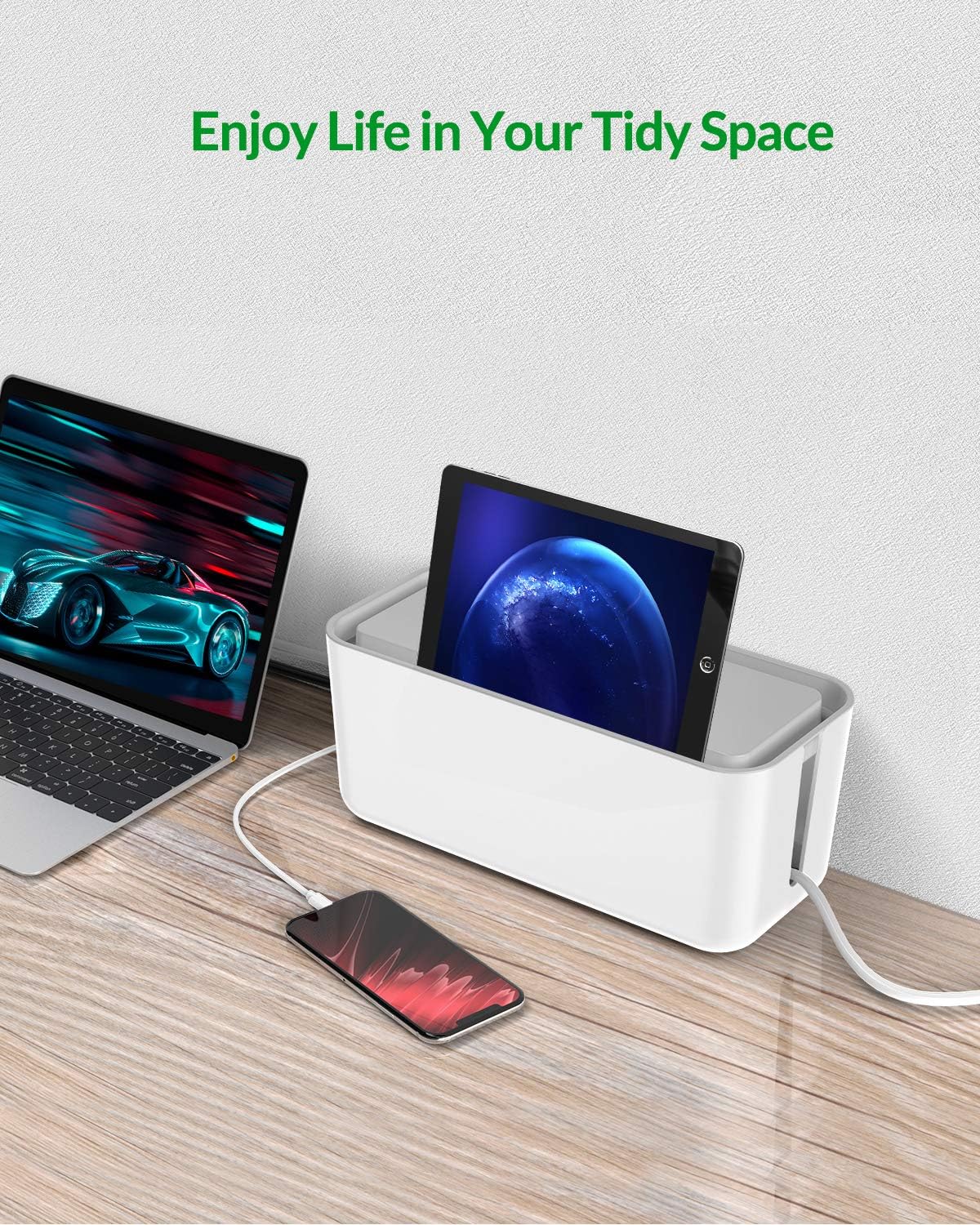 ORICO Cable Management Box Storage Case Cable Organizer (16.9 x 7.1 x 6.3 inches) to Protect Power Strip, Charger, USB Hub, Cable and Other Electric Devices- Extral Large: Electronics