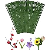 100 PCS 18 Gauge Green Floral Wire Stems for Artificial Flower Making,Flexible Paddle Wires for Crafts Festival Flowers,Garla