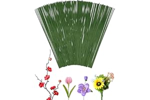 FIVEIZERO 100 PCS 18 Gauge Green Floral Wire Stems for Artificial Flower Making,Flexible Paddle Wires for Crafts Christmas Wreaths Tree,Garland and Floral Arrangements,Florist Wire,Flower Wires for Crafts