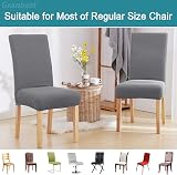 Granbest High Stretch Jacquard Parson Chair Covers Set of 4 Light Grey view 5