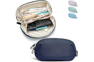 SPACEMATE Pencil Case Pouch Bag School Supplies for Girls and Boys, Large Big Capacity Aesthetic Pen Case, Multi Compartment Zipper Stationery Bag for Women Men Adults, Navy Blue, 1800ml