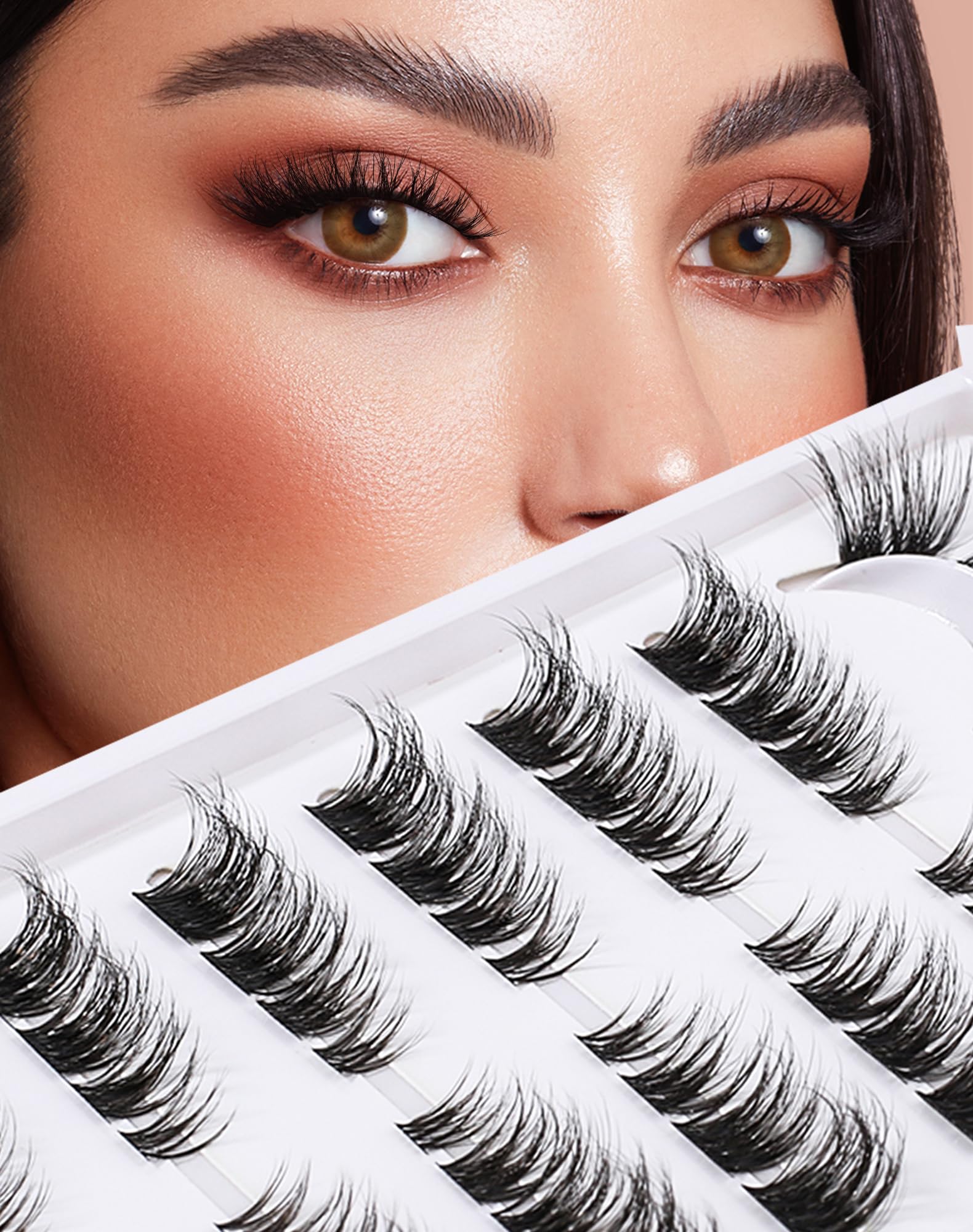 Cluster Lashes Natural Look Lash Clusters Wispy D Curl Eyelash Extensions 13-15mm Eyelash Cluster DIY Lash Extensions at Home Individual Natural Eye Lashes 7 Pairs — image 1