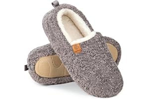 EverFoams Women’s Soft Curly Full Slippers Memory Foam Lightweight House Shoes Cozy Loafer with Polar Fleece Lining