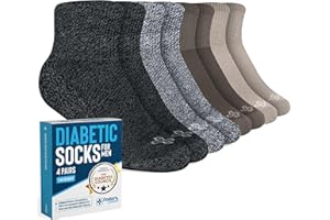 Doctor's Select Diabetic Socks for Men - 4 Pairs Diabetic Ankle Socks for Men | Non Binding Neuropathy Socks for Men