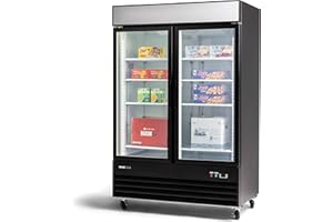 PEAKCOLD Peak Cold Double Door Upright Commercial Display Freezer - Large Capacity Glass Door Merchandiser Freezer; 45 CU Ft.