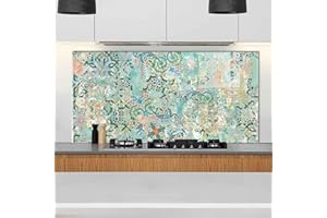 ROGGMARD Tempered Glass Kitchen Backsplash, Stove Back Top Cover, Glass Splashback, Cutting Board, Kitchen Sink Splash Guard, Home Wall Decor (30x24'')