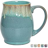 Bosmarlin Extra Large Ceramic Coffee Mug, 24 Oz, Dishwasher and Microwave Safe, Big Oversized Tea Cup, Reactive Glaze (Peacock Blue)