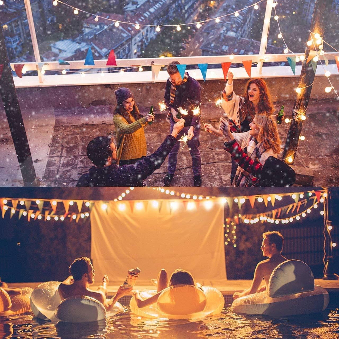 Svater Globe String Lights Outdoor,25FT Led Patio Lights with 23pcs E12 Socket, 25Pcs G40 1W Clear Glass Bulbs String for Cafe Bistro Backyard Garden: Home Improvement