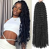 Alrence Passion Twist Hair 24 Inch 8 Packs Water Wave Crochet Hair Curly Braiding Hair For Butterfly Locs Long Bohe Crochet Braids (24 Inch (Pack of 8), 1B#)