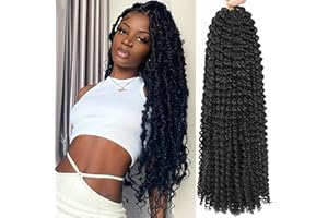 Alrence Passion Twist Hair 24 Inch 8 Packs Water Wave Crochet Hair Curly Braiding Hair For Butterfly Locs Long Bohe Crochet Braids (24 Inch (Pack of 8), 1B#)