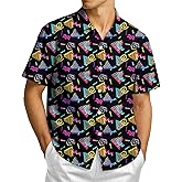 80s 90s Button Down Shirt,80s Outfit Funny Hawaiian Button Up Short Sleeve Shirts for Men