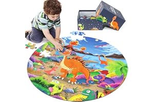 DIGOBAY Dinosaur Floor Puzzles for Kids Ages 3-8, 70 Piece Large Round Toddler Puzzles Preschool Educational Dino Jigsaw Puzzle Toys for 3+ Year Old Boys Girls with Box