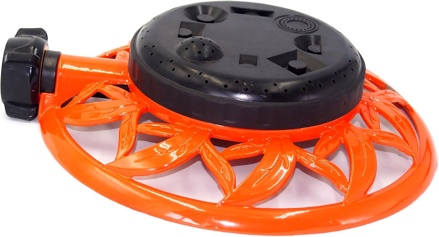 2wayz 8 Pattern Turret Garden Lawn Sprinkler with Super Heavy Duty Circle Metal Base. Powerful Water Output with No Leaks! ¾ Hose Input, 360° Connector Swivel : Garden & Outdoor