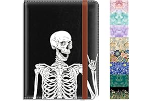 Rimilak Passport Holder, RFID Blocking Passport Cover Wallet Travel Essentials, Leather Travel Documents Organizer Protector for Women and Men, OK Skull