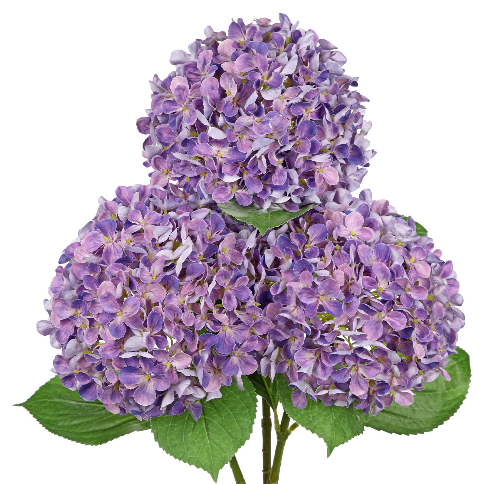 Photo 1 of 26" Artificial Hydrangea Flower with 6.6" Large Bloom, Realistic Gradient Silk Flowers, Faux Hydrangeas for Home Wedding Centerpiece Decor, Big Petal Fake Floral Arrangement, Indoor Outdoor Display