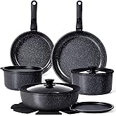 GiPP Ceramic Pots and Pans Set Non Stick, Nonstick Detachable Handle Cookware Sets, Healthy Non Toxic PFAS PFOA & PTFE Free, 