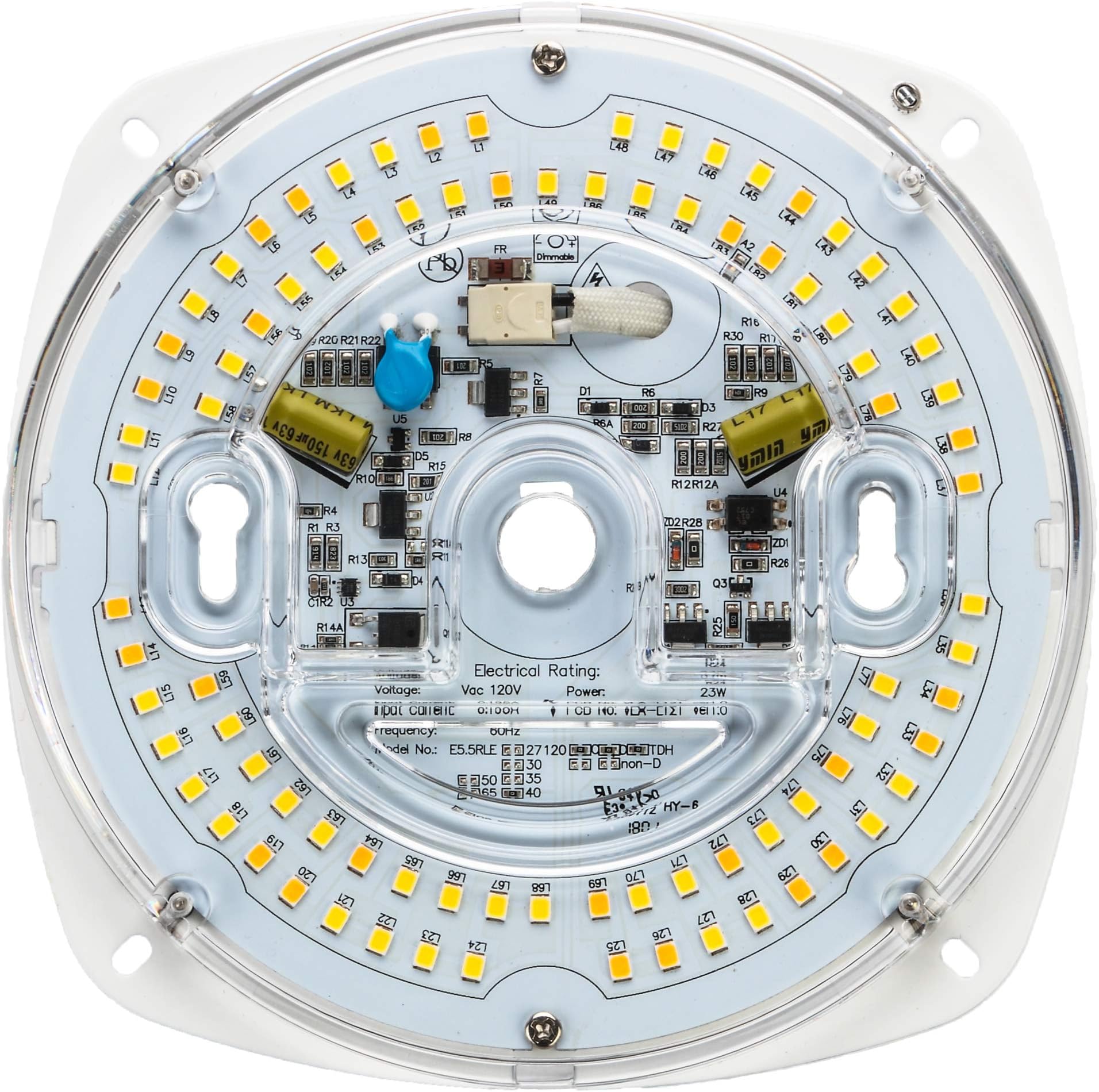 Silverlite 5.5" Dim to Warm LED Retrofit Kit Light Engine for Ceiling Fan Light,Flush Light,Pendant,Lantern and Garden Light,23W,Dim from 4000K to 2700K,2000LM,120V,CRI80