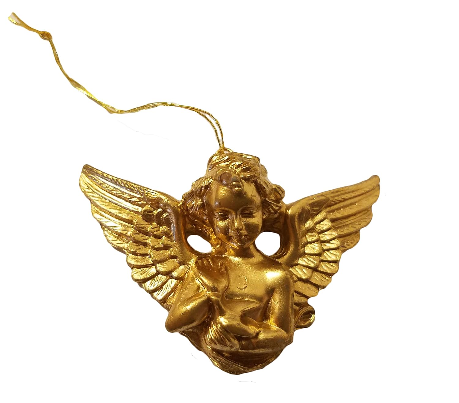 Miniature Gold Cherub Angel Petting Bird Christmas Ornaments, Pack of 12