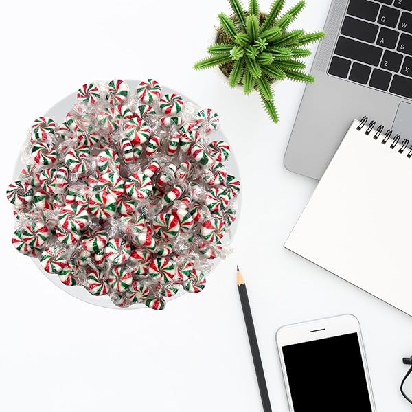 PEPPERMINT STARLIGHT MINTS | 3-POUND BAG | PINWHEEL HARD CANDY | INDIVIDUALLY WRAPPED | ABOUT 220 PIECES