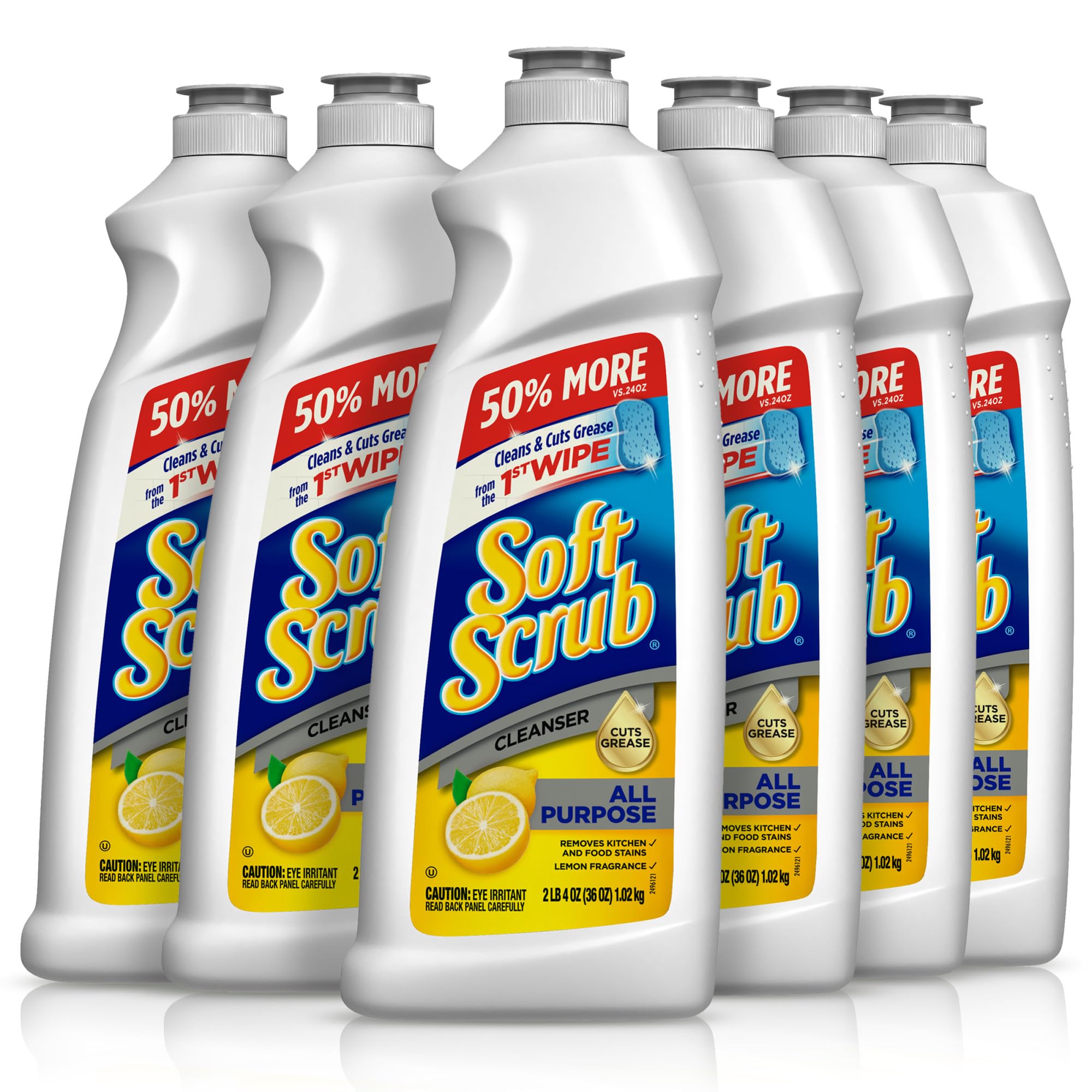 Photo 1 of Soft Scrub All Purpose Cleaner, Surface Cleanser, Lemon, 36 Fluid Ounces, 6 Count