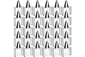 Paterr 30 Pcs Clear Tote Bag Stadium Approved Bulk 10 x 10 x 4 inch Plastic Tote Gifts Bags with Handle for Women Sports Gym (Black)