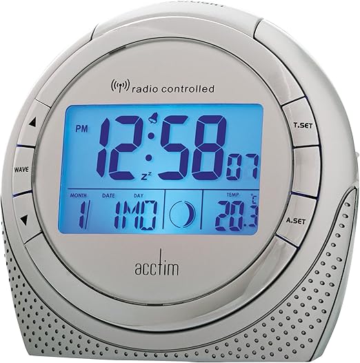 Acctim 71260 Zenith Radio Controlled Alarm Clock, Silver Amazon.co.uk