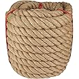 Twisted Manila Rope 1.5 in x 50 feet Natural Hemp Rope for Docks Railing Nautical Landscaping Crafts Tug of War Marine Tie-Downs Hammock Home Decorating