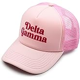 Sorority Shop Delta Gamma Baseball Cap - Mesh Trucker-Style Hat, Padded Front Panel and Snap Closure, Delta Gamma Gifts for Women Pink